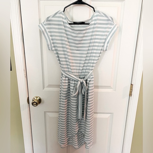 merokeety Dresses & Skirts - Light Striped Seafoam and White Dress with Tie